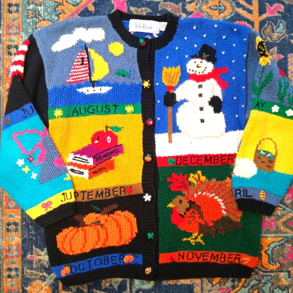 Vintage Belle Pointe Calendar Knit Cardiagn